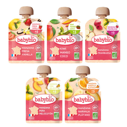 Confezione mista di pouch di frutta biologica (a partire dai 6 mesi) babybio