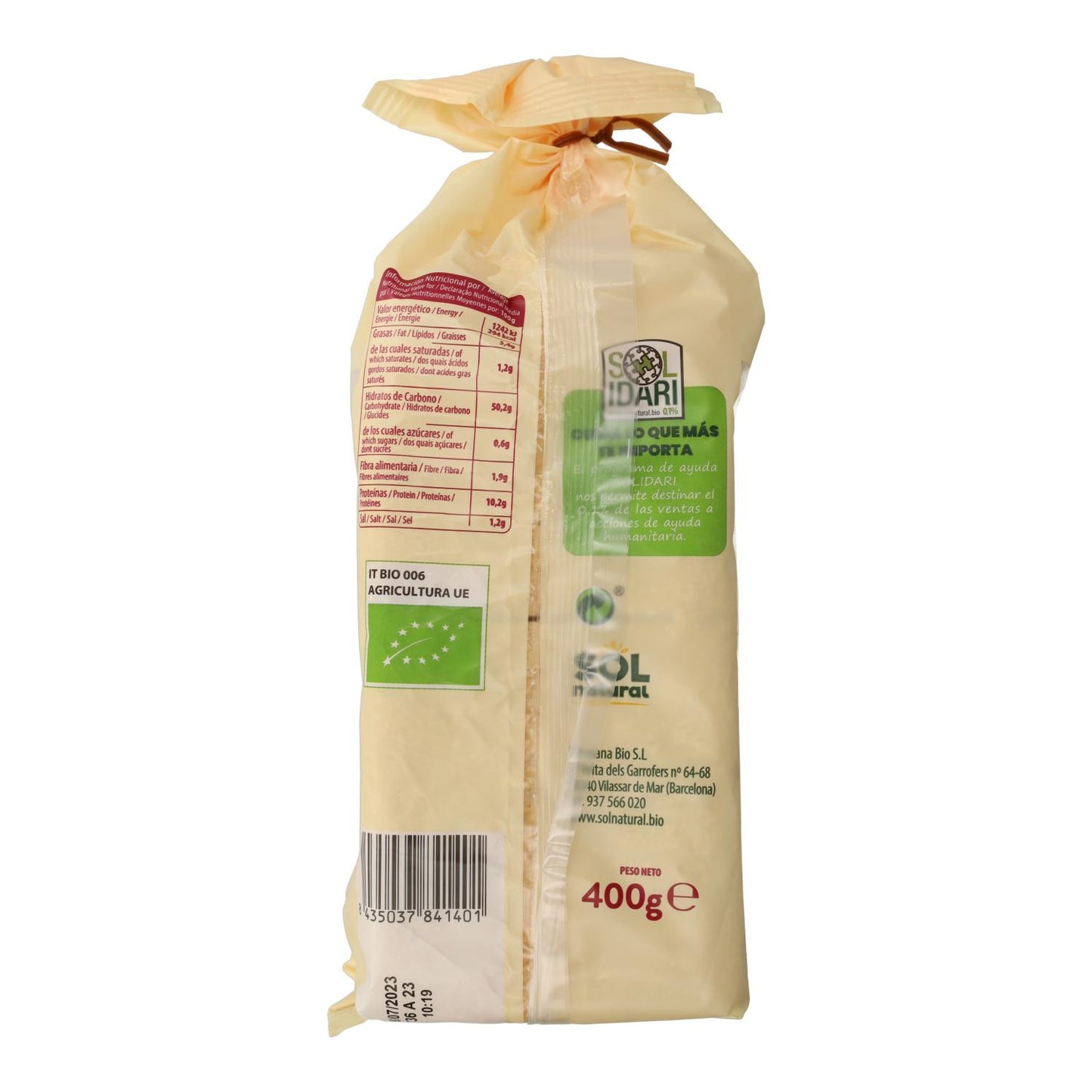 Ekologiczne miękkie pieczywo orkiszowe Sol Natural 400 g