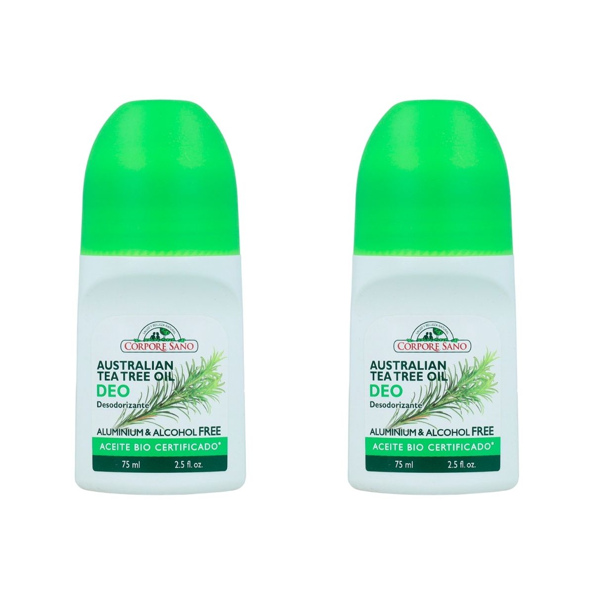 2x roll-on deodorant met tea tree Corpore Sano 75 ml