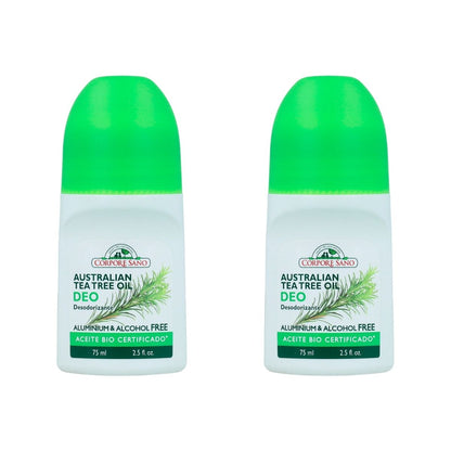 2x roll-on deodorant met tea tree Corpore Sano 75 ml