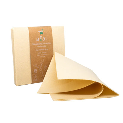Azal-Set di 6  Panni in bambù 35x35. Non sbiancati. 120 gsm