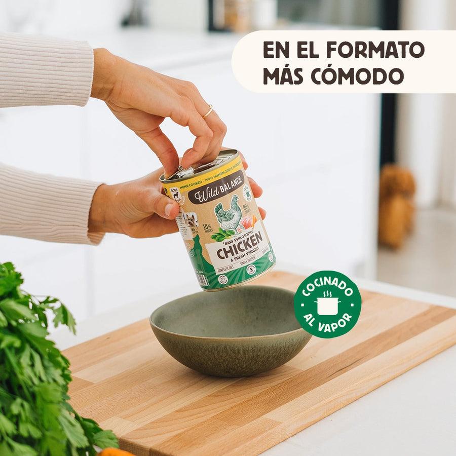 Burk med BARF-kyckling för hundar Wild Balance 400 g