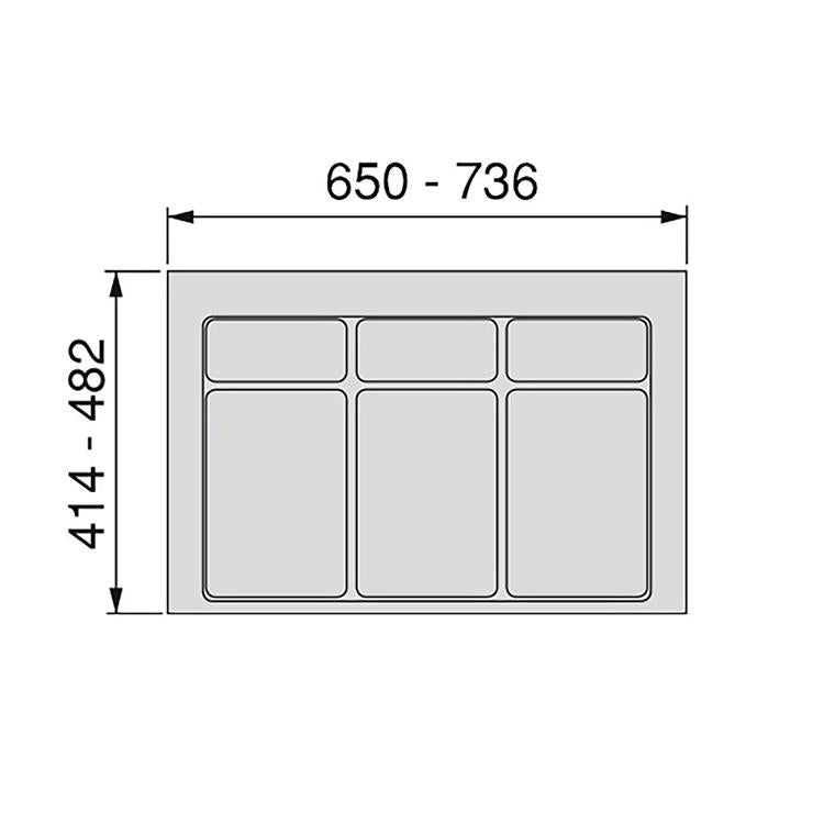 Emuca Podstawa do pojemników szufladowych kuchennych, moduł 900 mm, plastik, antracytowy szary Moduł 90