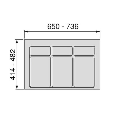 Emuca Podstawa do pojemników szufladowych kuchennych, moduł 900 mm, plastik, antracytowy szary Moduł 90