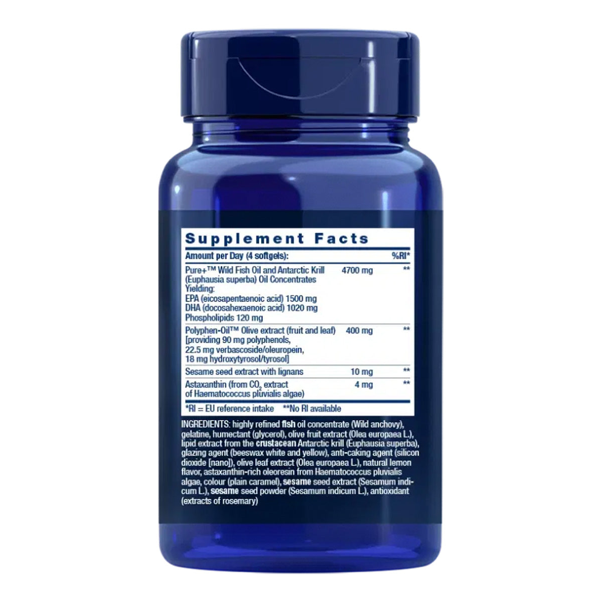 Super Omega-3 Plus EPA/DHA Fish Oil Sesame Lignans Olive Extract Krill & Astaxanthin, Life Extension 120 softgels