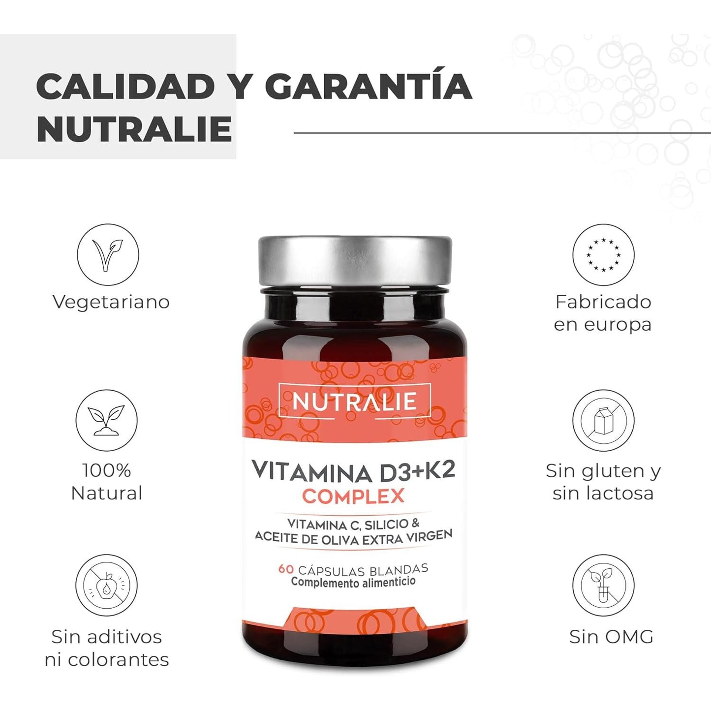Nutralie Witamina D3+K2 Complex 10000 UI + Witamina C 60 kapsułek