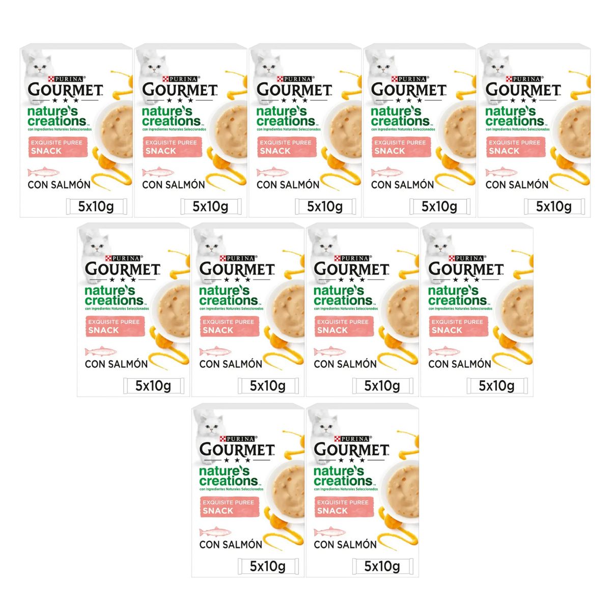 Zestaw 11 x GOURMET Nature's Creations Wyśmienity płynny puree z łososiem i marchewką 5x10 g