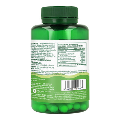 Confezione 2xComplesso di melatonina Planeta Huerto 120 capsule