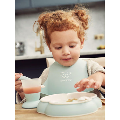 BabybJörn Pastel Green Tableware + Bib