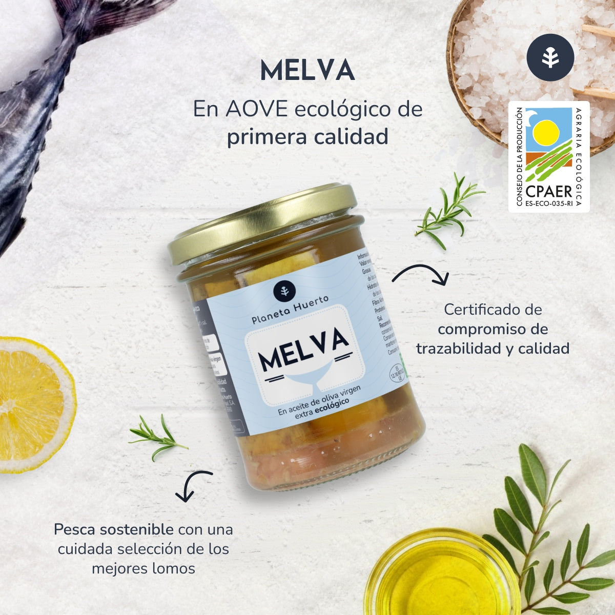 Pack 12x Melva en aceite de oliva virgen extra ECO Planeta Huerto 190 g