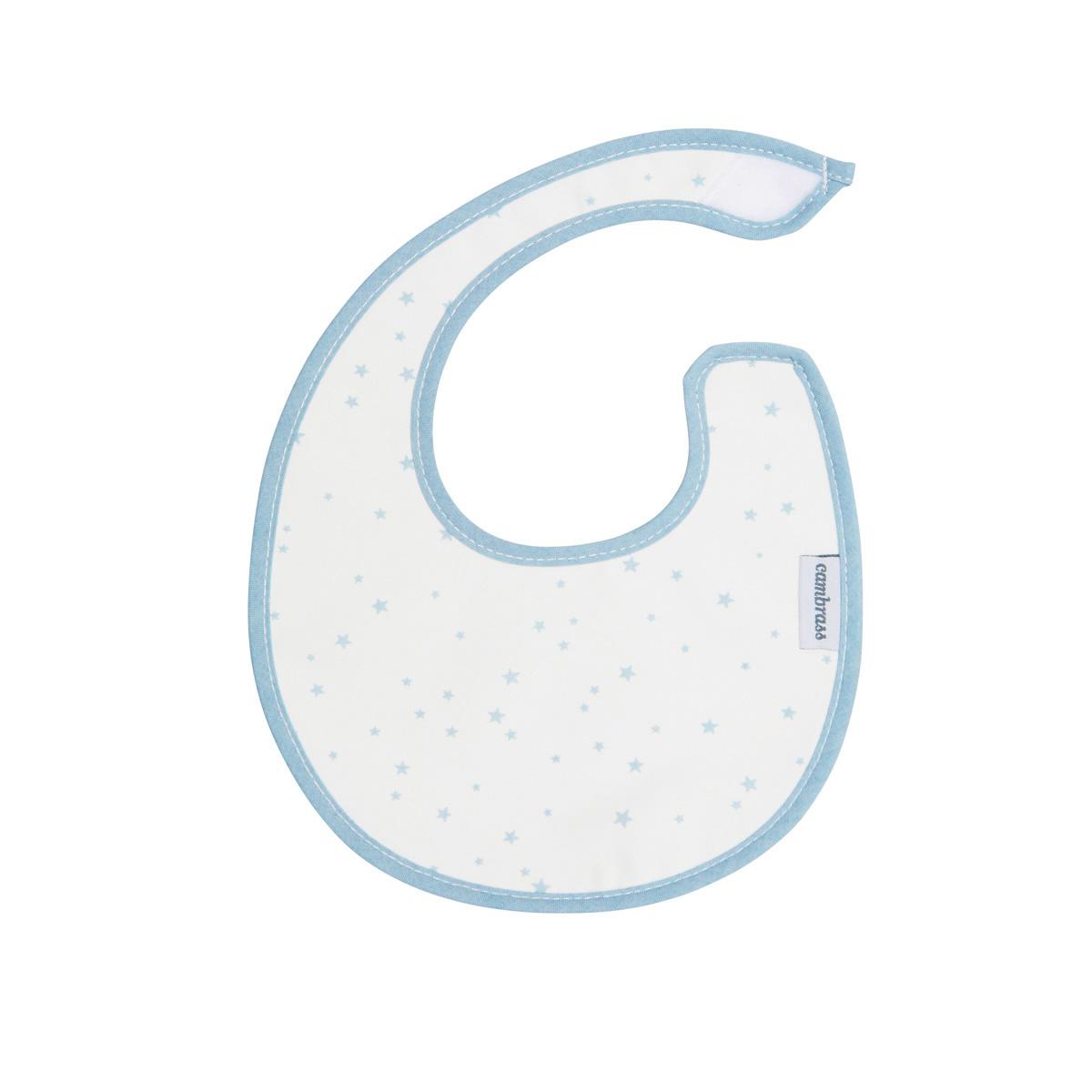 Rond slabbetje met klittenband Sky lichtblauw sterren Roze sterren