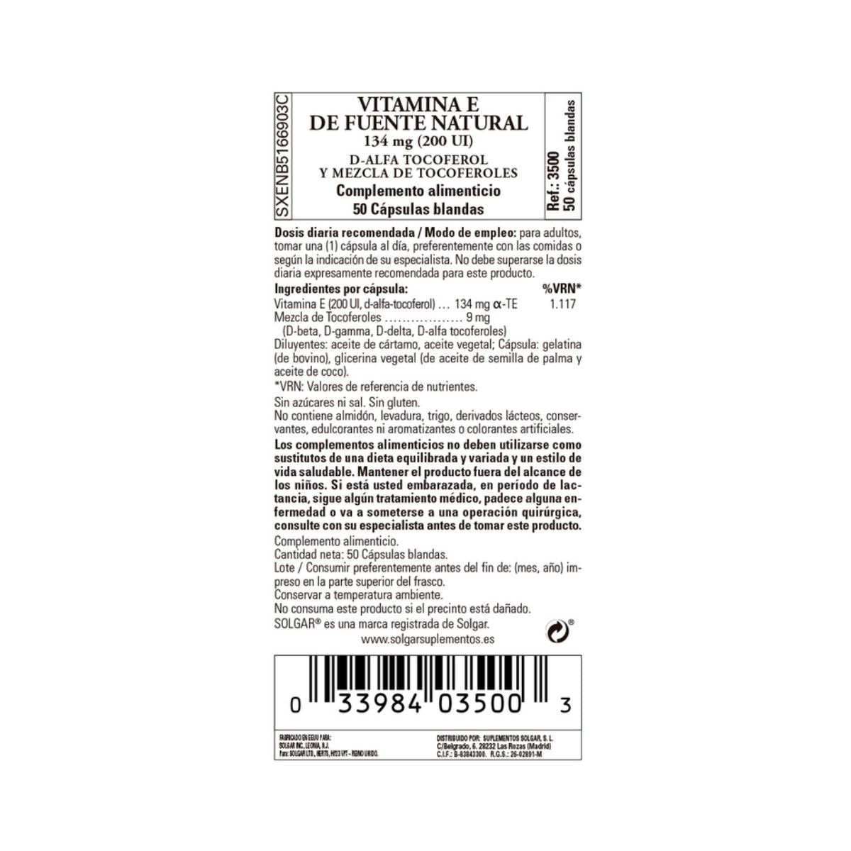 Vitamina E 200 UI 134 mg  50 capsule