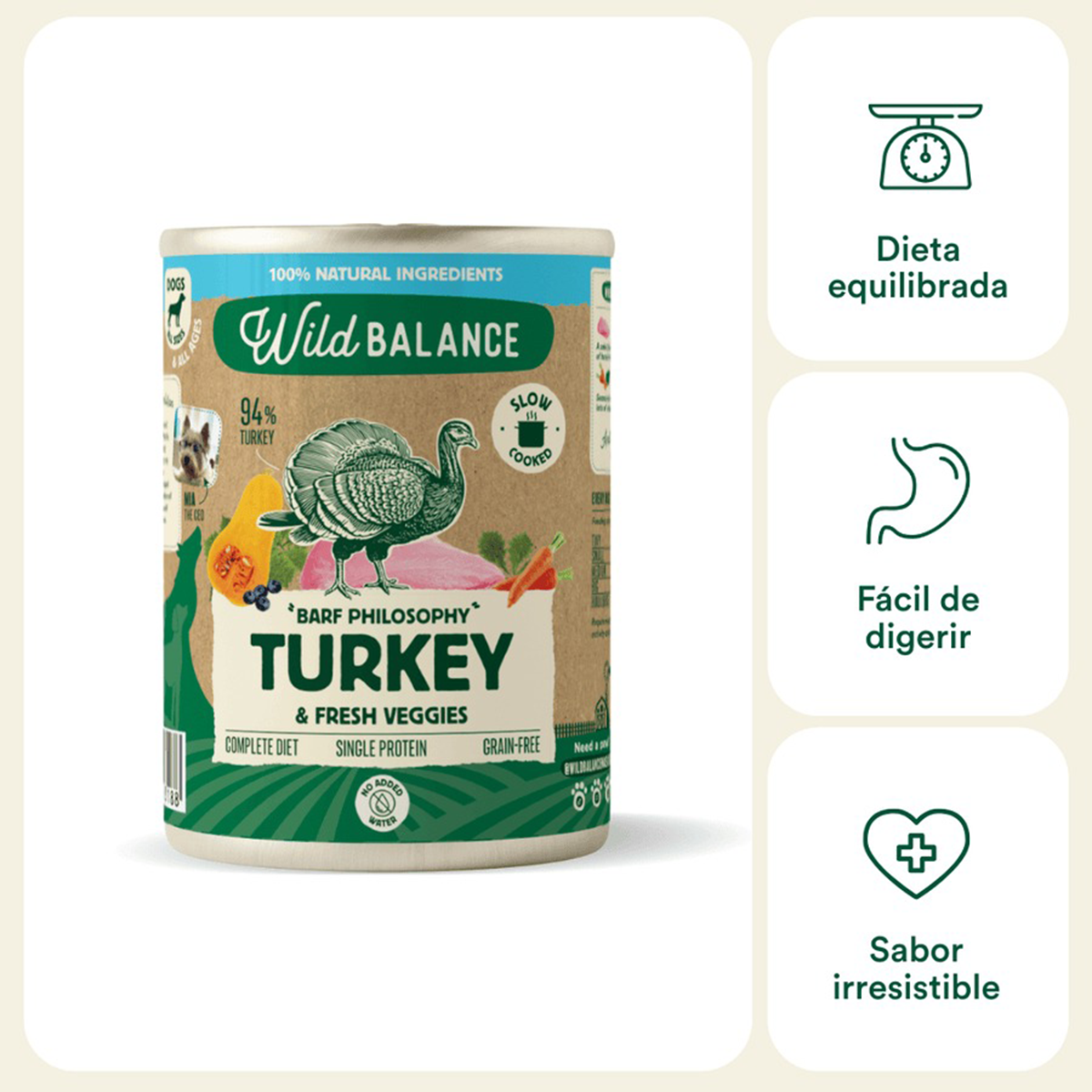 Complete BARF Turkey Menu for Dogs, Wild Balance, 400 g