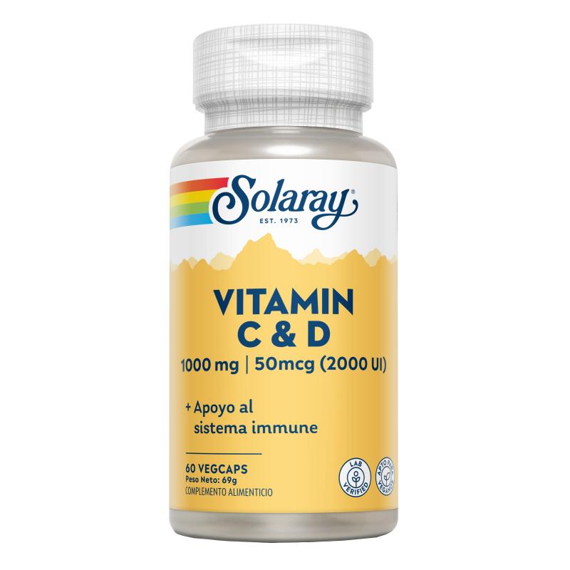 Vitamine C (1000 mg) + D (2000 UI) Solaray 60  Vegcaps
