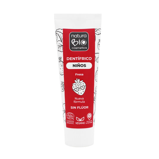 Dentifricio per bambini 75 Fragola senza fluoro Naturabio, NATURABIO, 75 ml