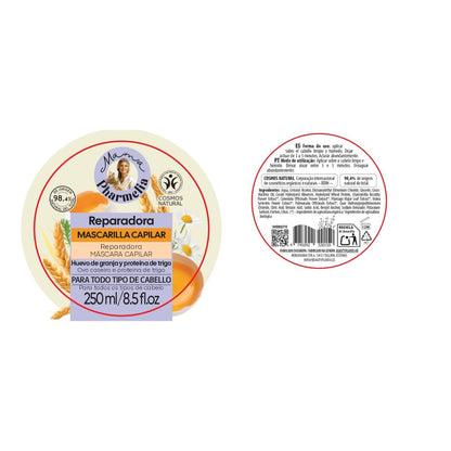 Maschera riparatrice per capelli con uova di fattoria e proteine del grano, Mama Pharmelia, 250 ml