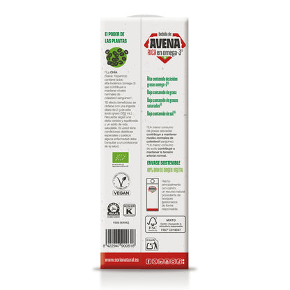 Organic Oat Drink Rich in Omega 3, Soria Natural, 1 L
