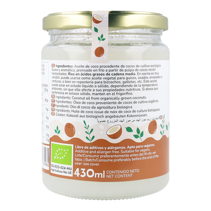 Huile vierge de coco ECO Planeta Huerto 500 ml