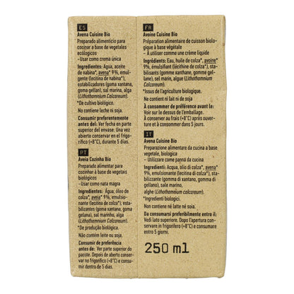 Crema d'avena leggera Cuisine Oatly Bio, 250 ml