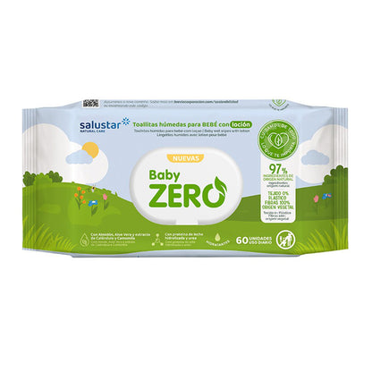 Pack of 12 x Salustar biodegradable baby wipes, 60 units