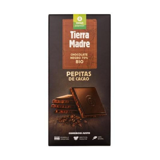 Tavoletta di cioccolato fondente 70% con granella di cacao Bio Tierra Madre 100 g