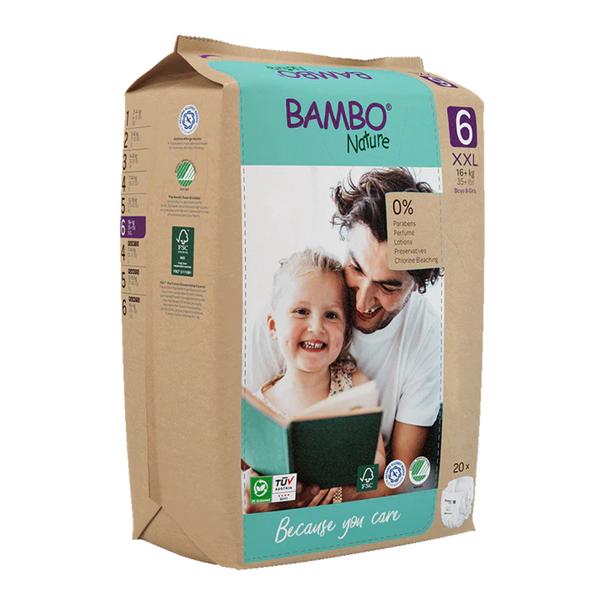 Couches pour bébé Bambo Nature taille 6-16+ kg (pack de 6 x 20 unités)