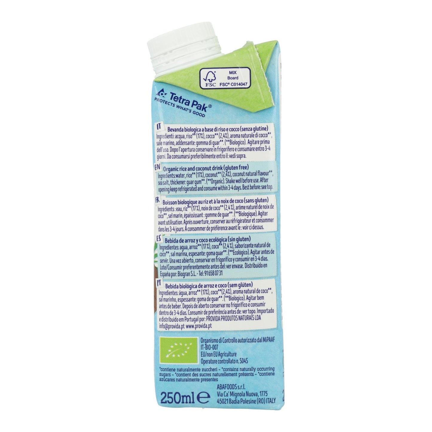 Biologische rijst- en kokosdrank Bio Isola BIO 250 ml