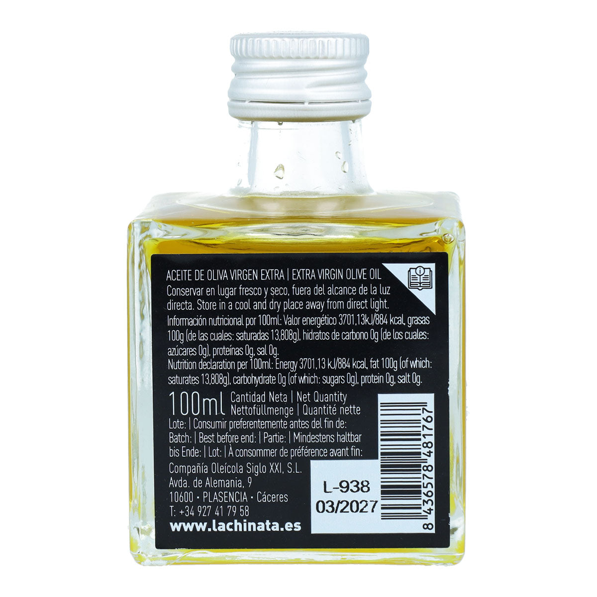 Extra Virgin Olive Oil Square Bottle 100 ml