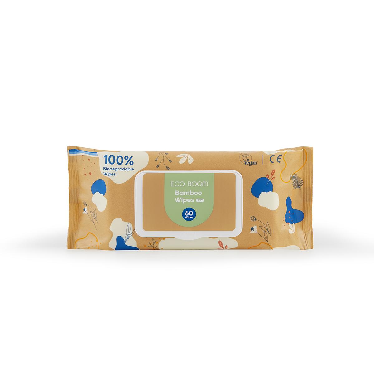 Biologisch abbaubare Bambus-Feuchttücher Ecoboom 60 Stück