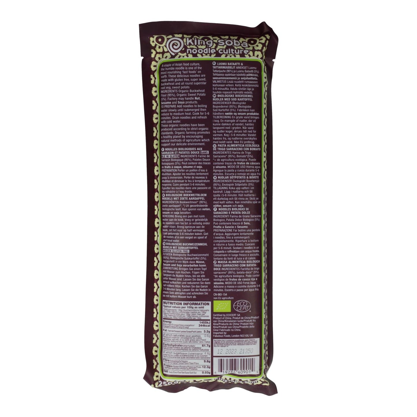 Makaron z pszenicy gryczanej i batatów King Soba 250 g