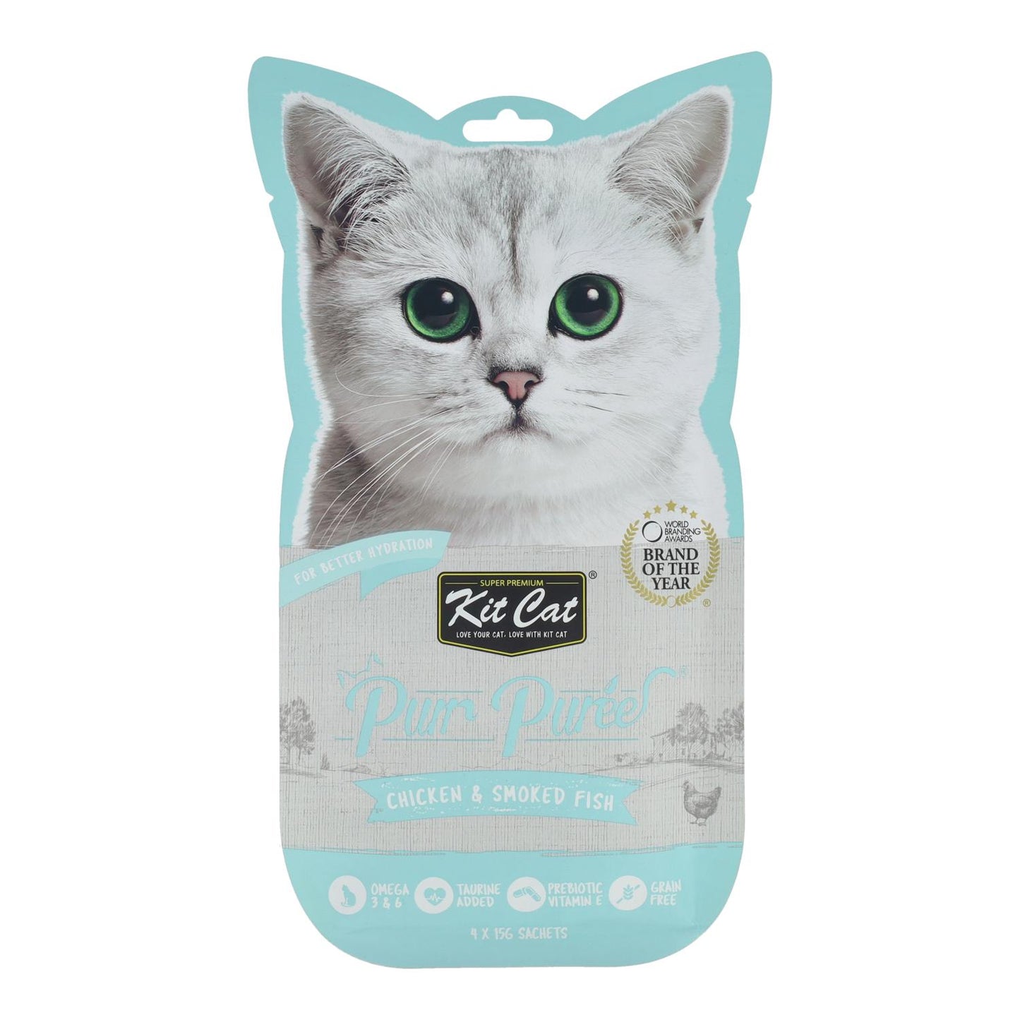 Kit Cat PurrPuree – Kyckling och rökt fisk 60 g Krämig snack för katter
