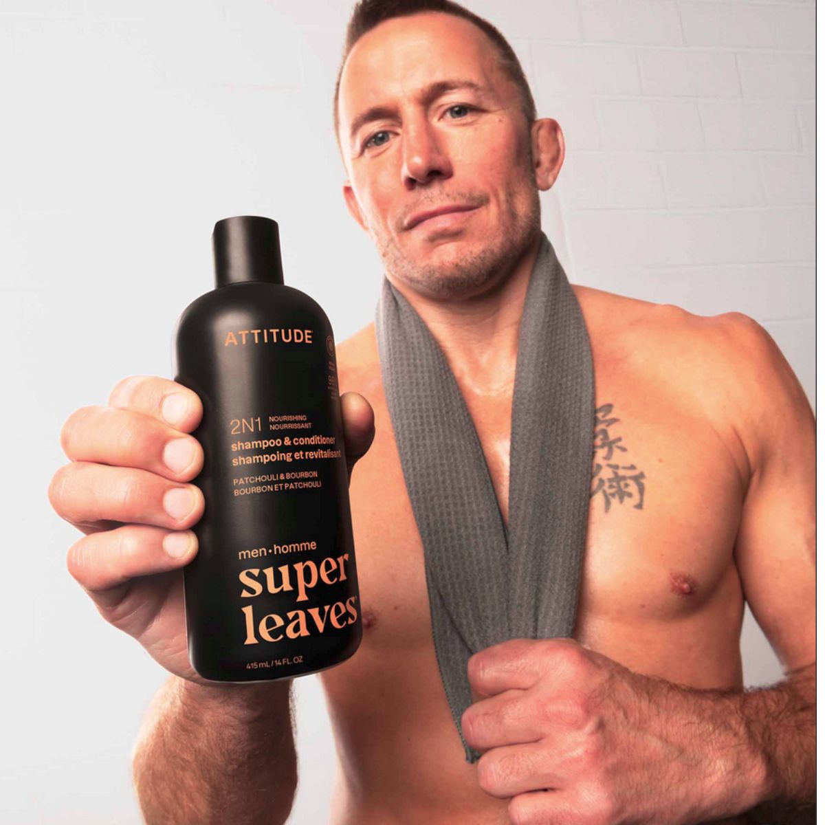 Super leaves Shampoo e balsamo 2 in 1 - Patchouli e bourbon, Attitude, 415 ml