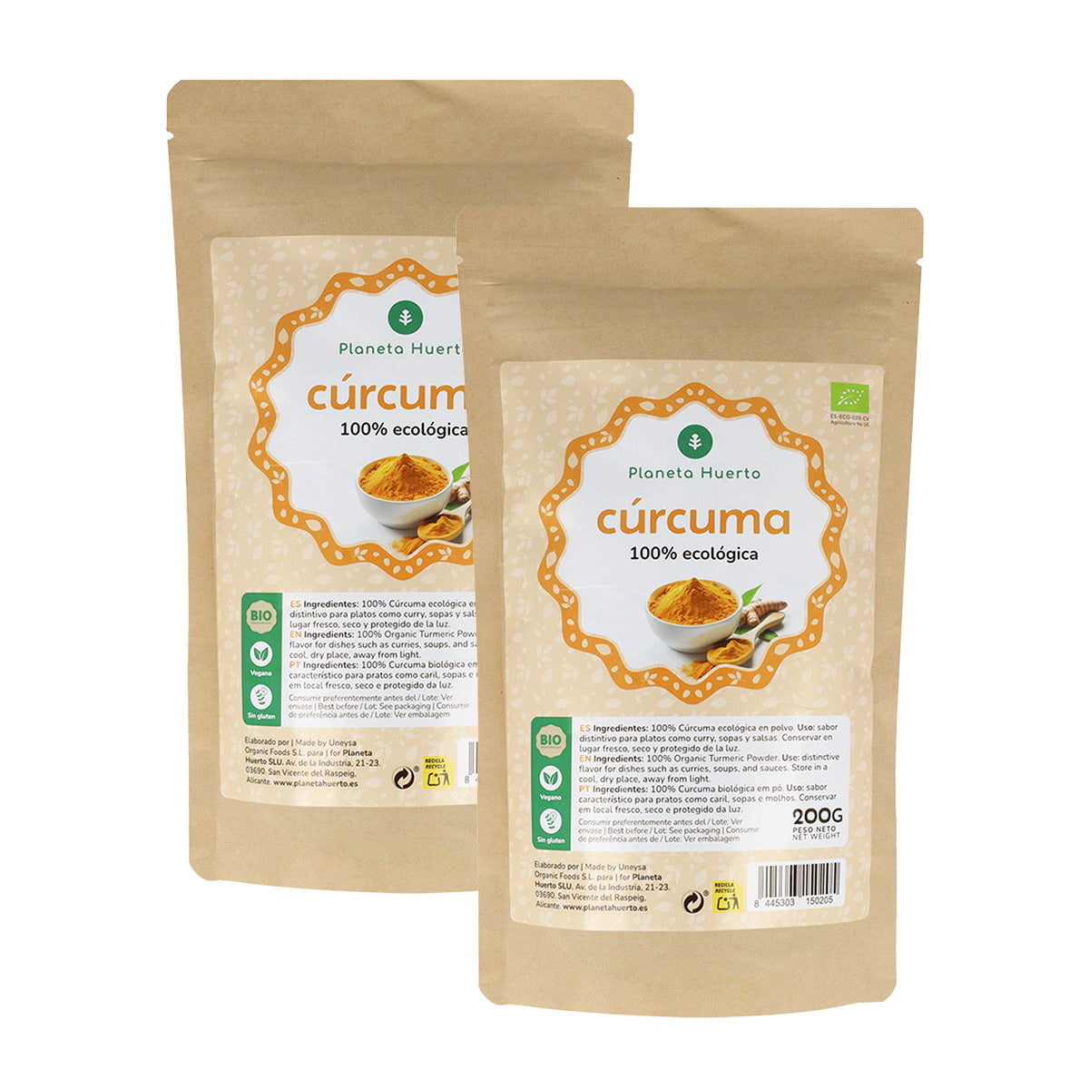 Pack 2x poudre de curcuma ECO Planeta Huerto 200 g