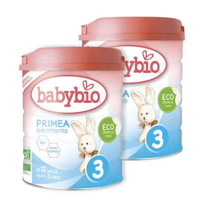 Lot de 2 boîtes de lait Primea 3 (12 mois à 3 ans) biologique, 800 g Babybio