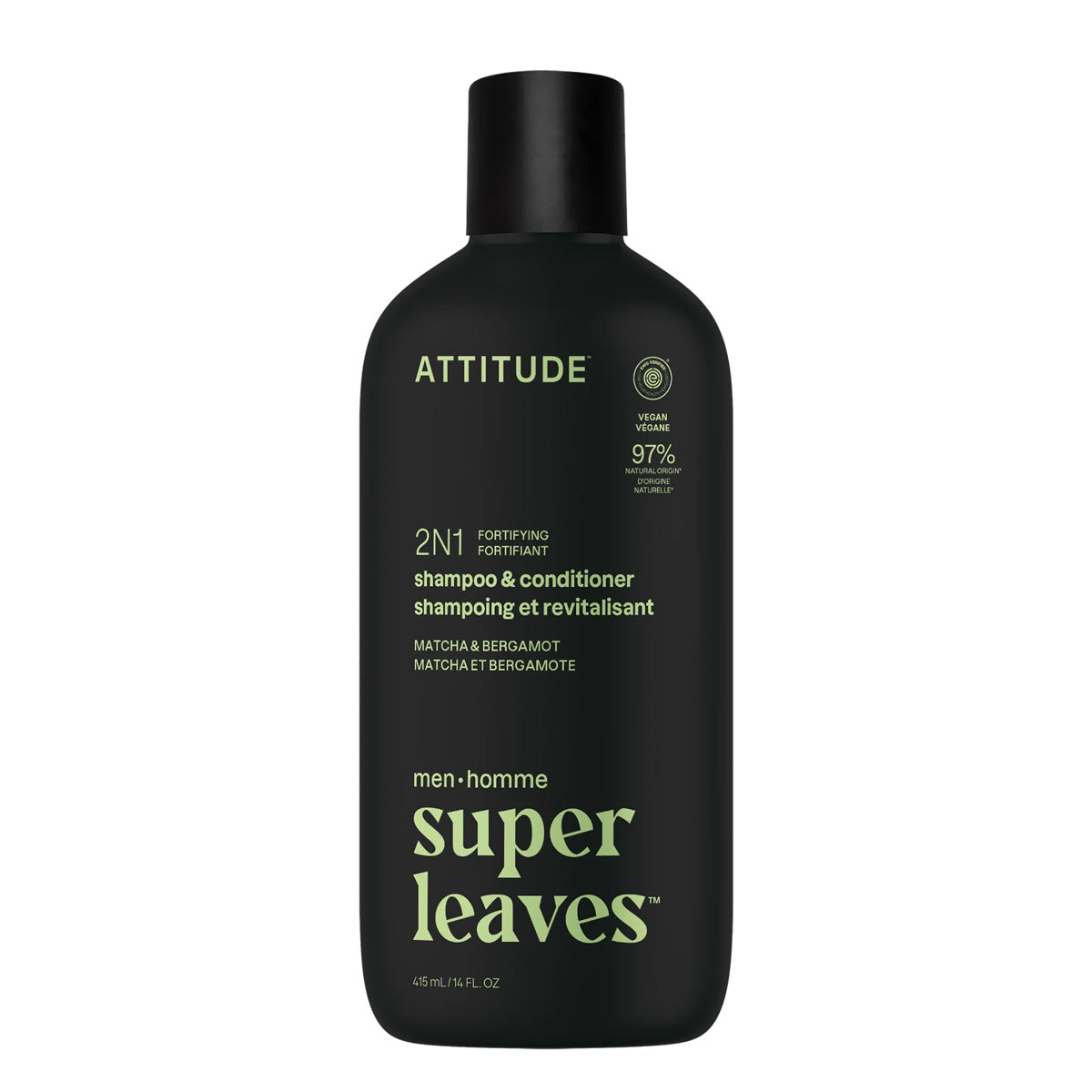 Super Leaves Shampoo e balsamo 2 in 1 fortificante bergamotto e matcha 415 ml