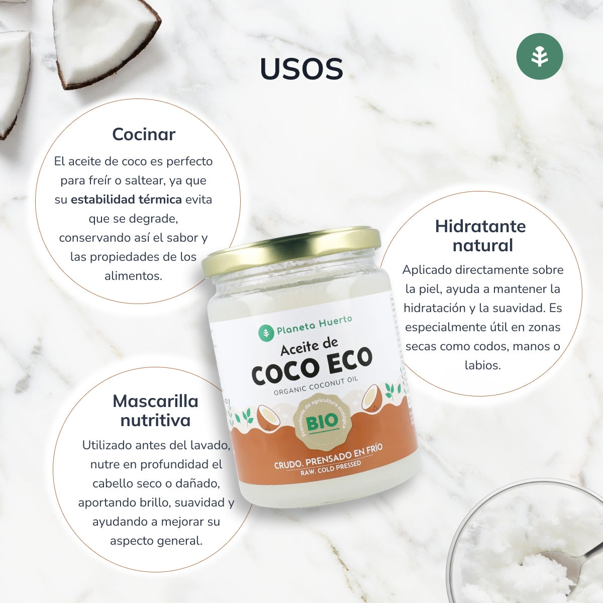 Packung 2x ECO Planet Orchard Natives Kokosnussöl 500 ml