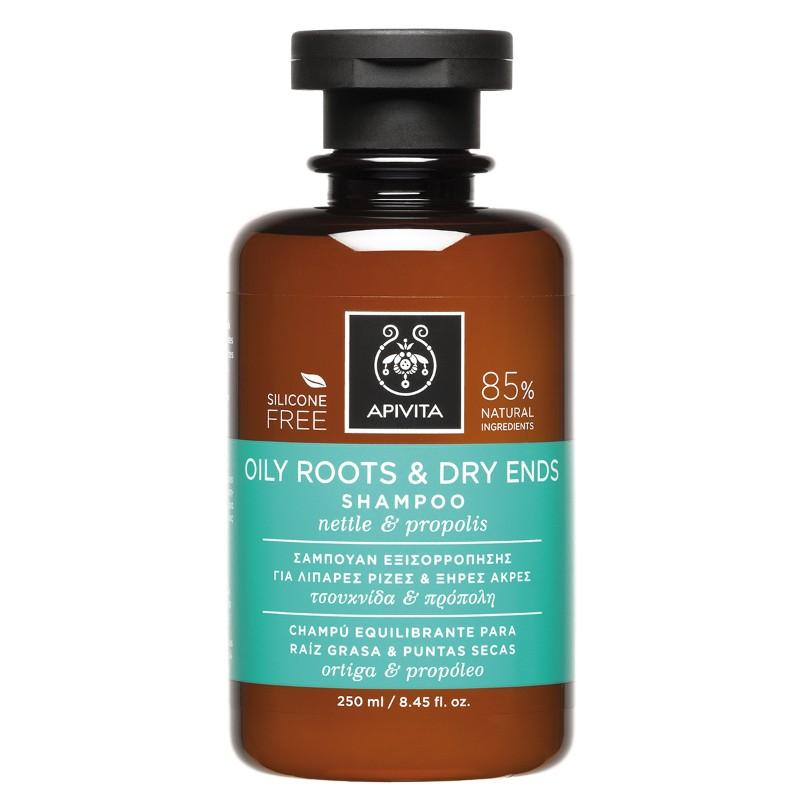 Ausgleichendes Shampoo für fettige Haarwurzeln und trockene Haarspitzen Apivita 250 ml