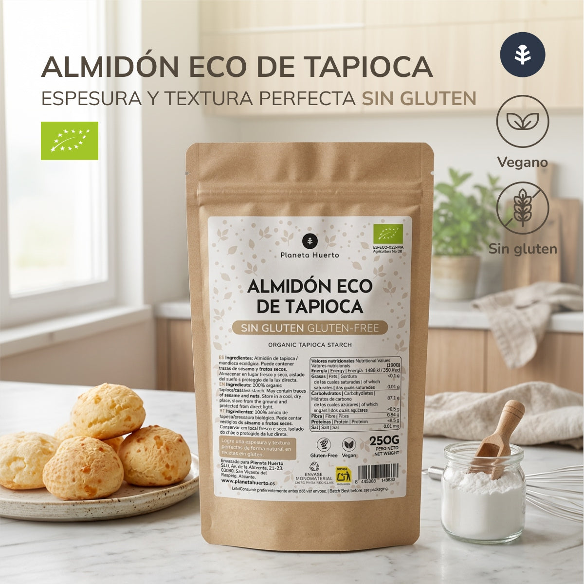 Almidón de tapioca Sin Gluten ECO Planeta Huerto 250 g