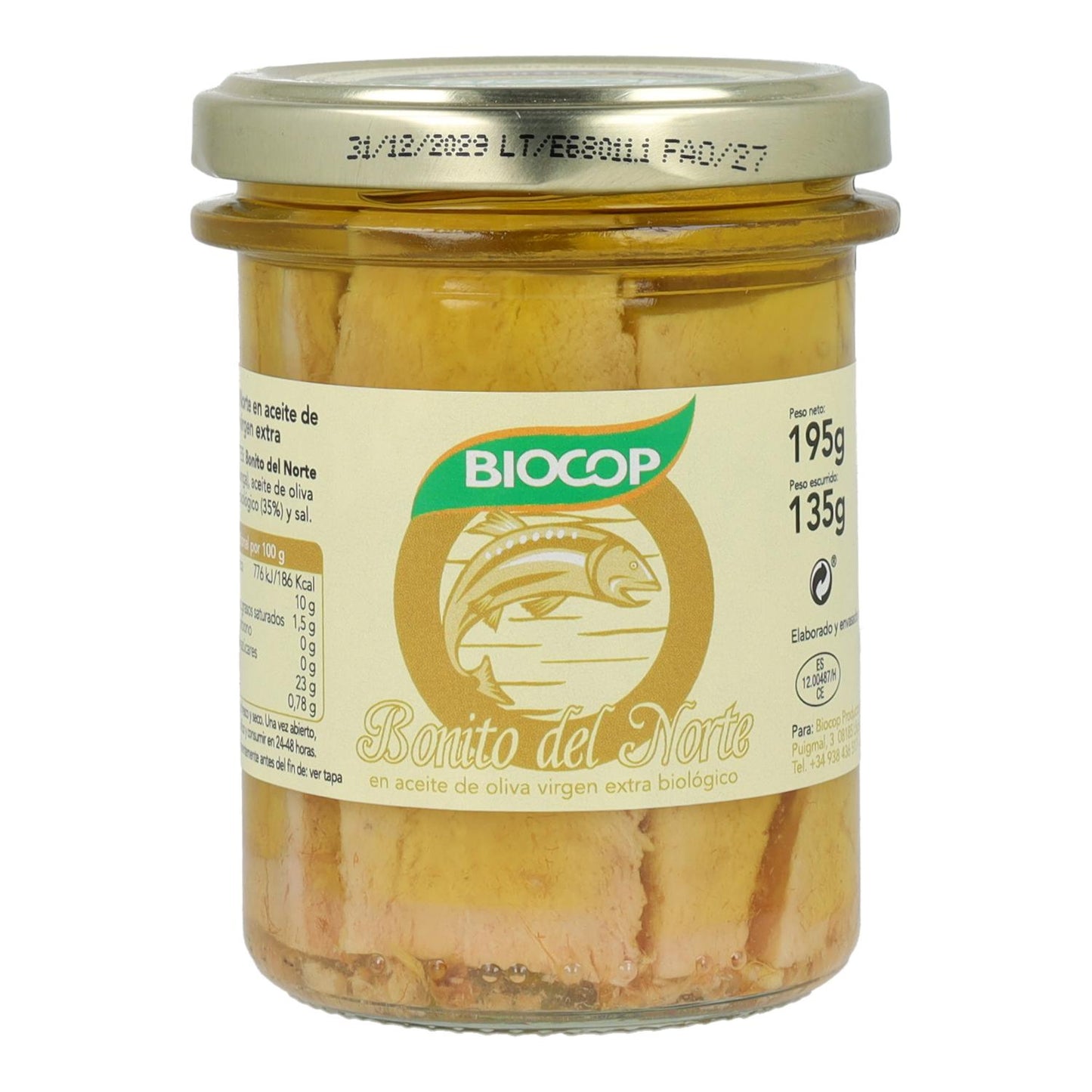 Bio-Thunfischfilets in Konserve Biocop 175 g