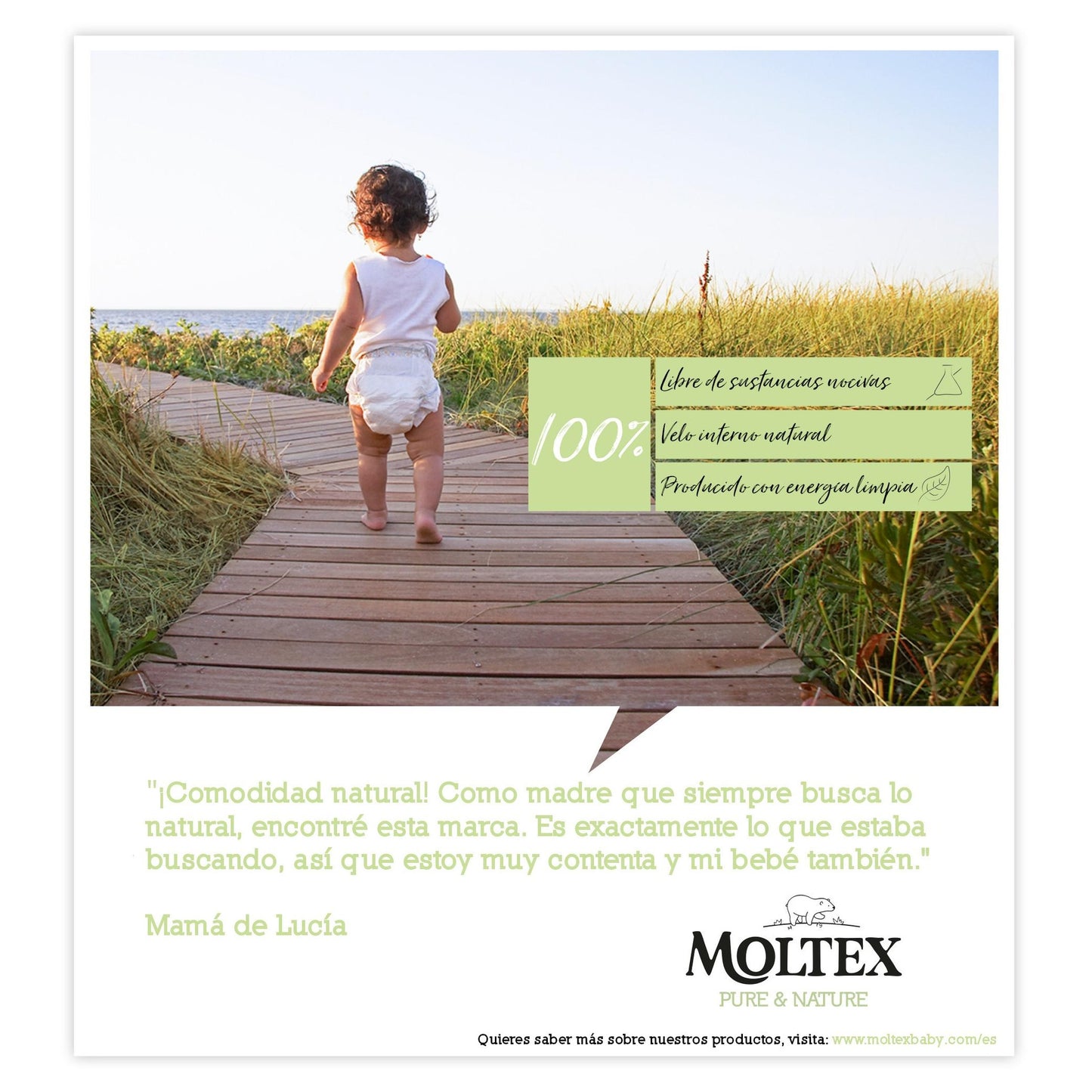 Pañales T1 (2-5kg) Moltex Pure & Nature, 22 Uds