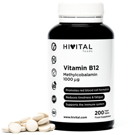 Vitamina B12 Metilcobalamina 1000 mcg  Hivital 200 comprimidos veganos