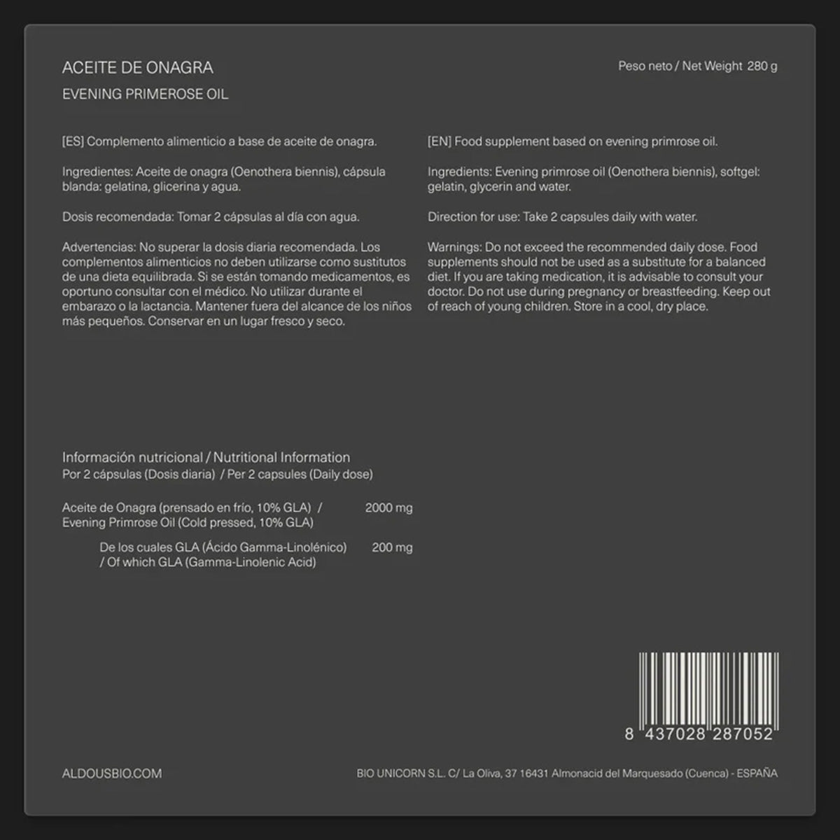 Olej z wiesiołka Perlas 2000 mg Aldous Bio 200 kapsułek miękkich