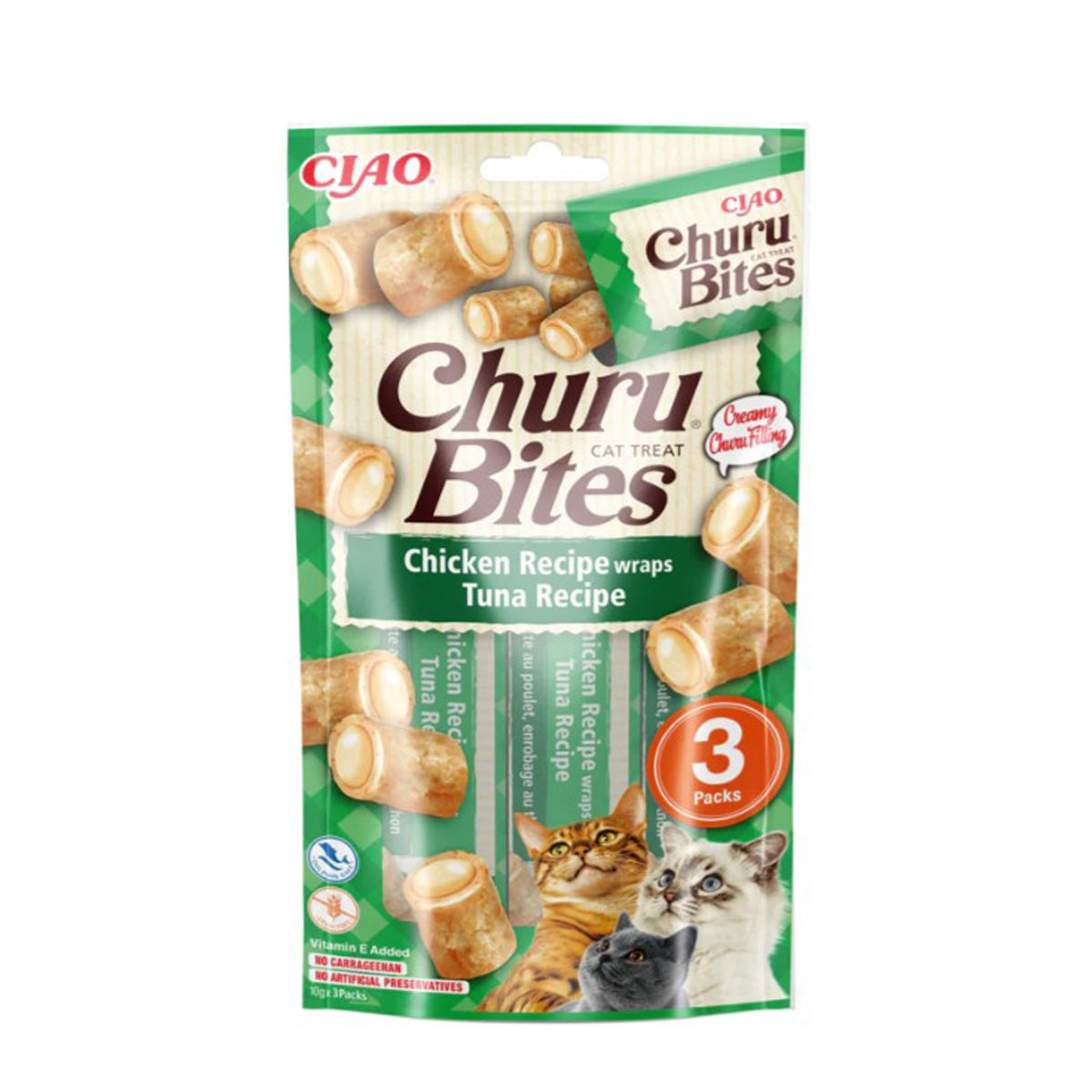 Churu Cat Bites recept på tonfisk Snacks för katter 3 x 10 g