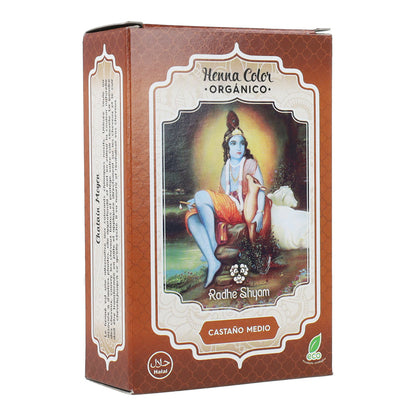 Henna-haarverf Middenbruin in poedervorm Radhe Shyam 100 g