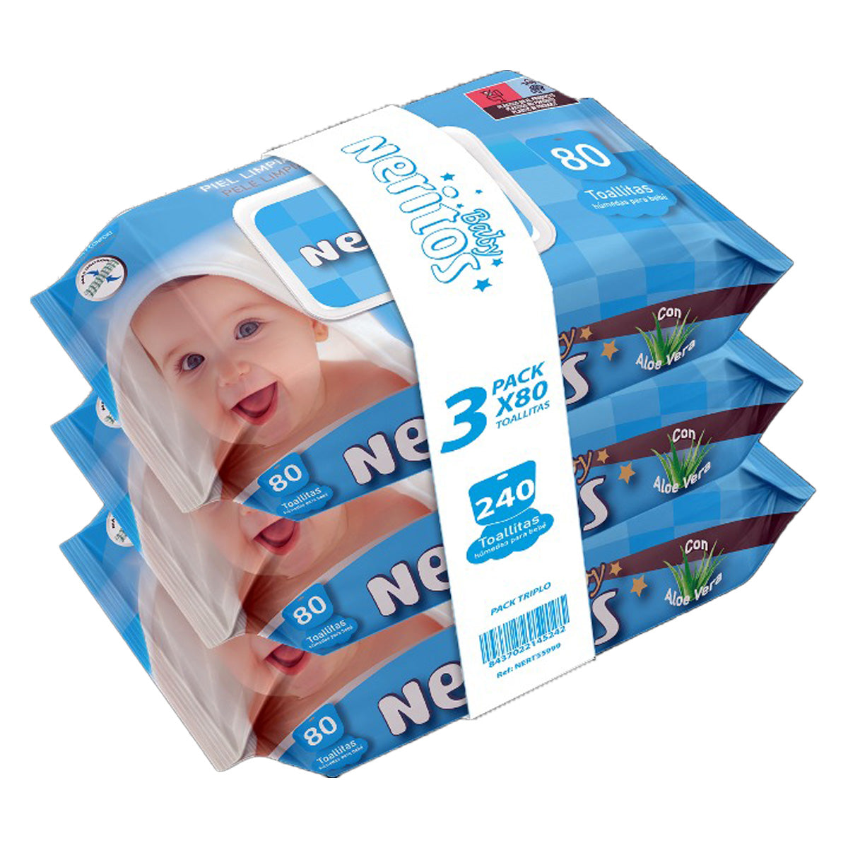 Neritos Baby Aloe Vera Feuchttücher Dreierpack 80 Stück