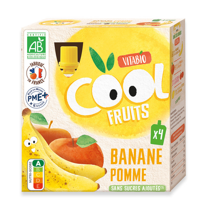Apple and Banana Pouch Cool Fruits Vitabio 4 X 90 g