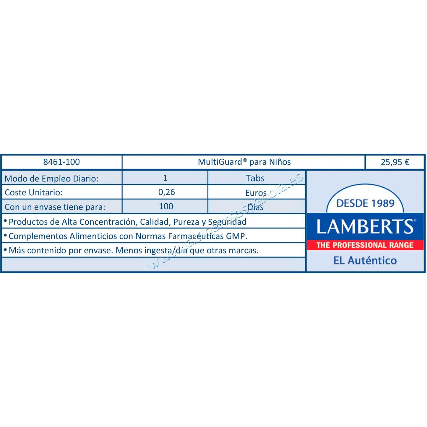 Multi-Guard dla dzieci. Witaminy i minerały Lamberts, 100 tabletek do żucia