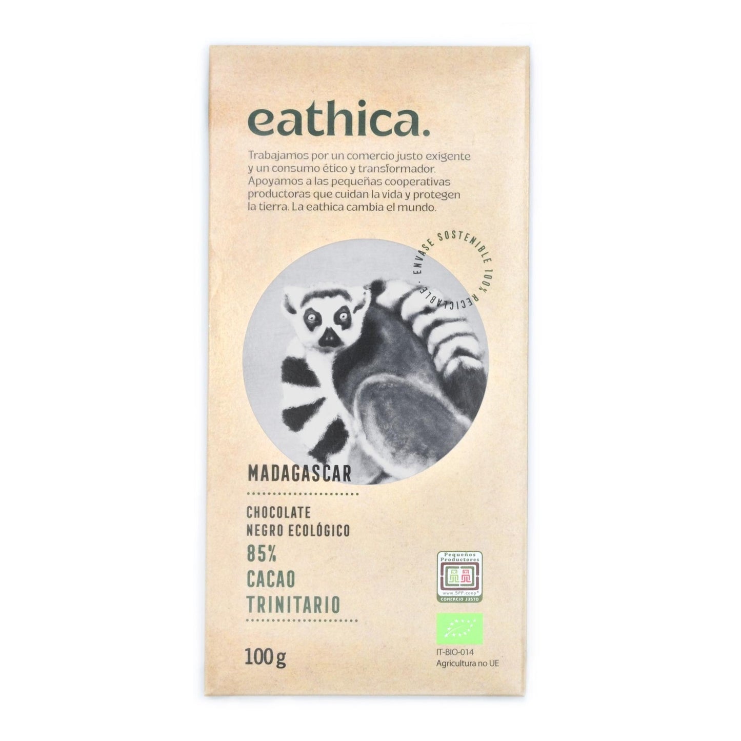 Chocolat Eathica 85 % Madagascar BIO 100 g