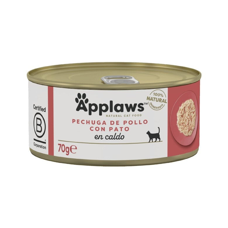 Applaws Cat Boîte de poulet et canard 70 g Nourriture humide pour chat naturelle sans céréales