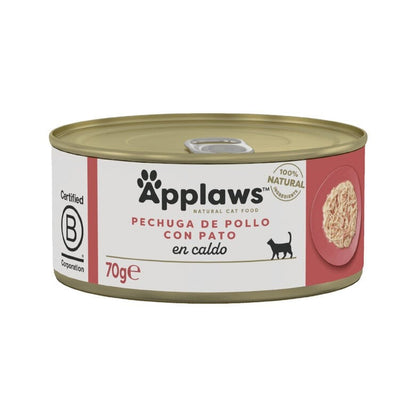Applaws Cat Boîte de poulet et canard 70 g Nourriture humide pour chat naturelle sans céréales